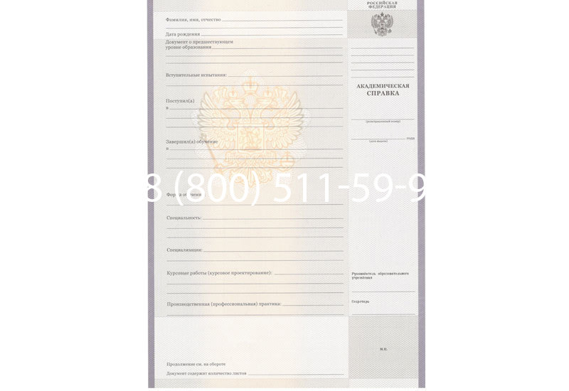 Купить Академическая справка образца 2010-2011 год для колледжа в Владикавказе
