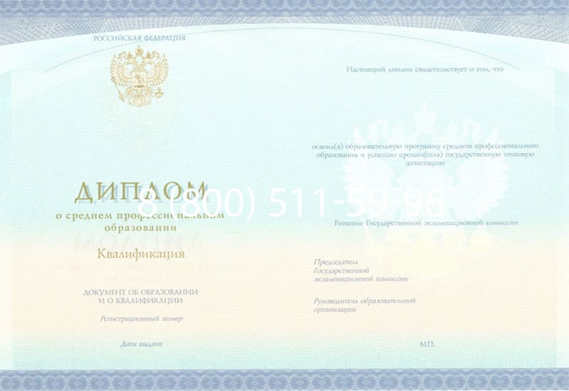 Купить Диплом о среднем образовании (Спецбланк) 2014-2024 года в Владикавказе